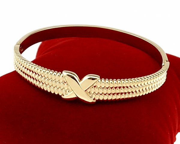 0163 Bransoletka złota 6cm stal chirurgiczna bangla 316L 