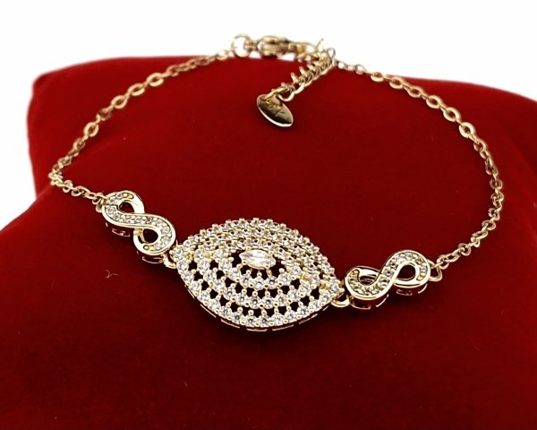 op279 Złoty komplet kolczyki naszyjnik bransoletka pozłacany 14K cyrkonie