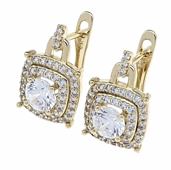 1737F Kolczyki złote pozłacane cyrkonie wiszące 14K Xuping 