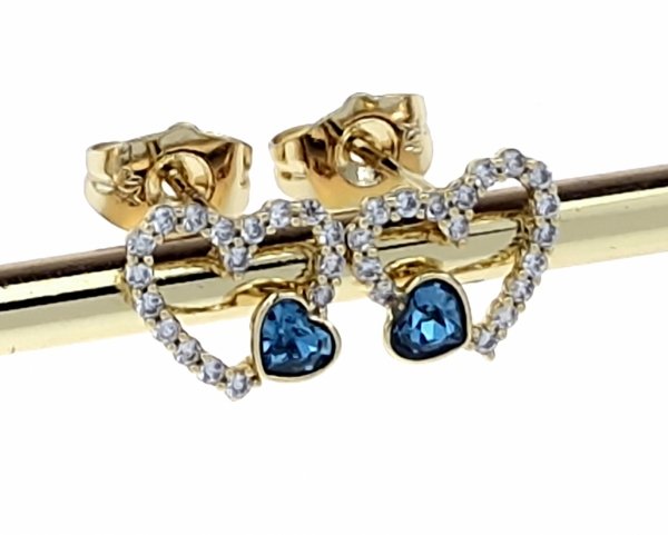 2677 Kolczyki złote pozłacane cyrkonie wtyczki 14K Xuping Austrian Crystal