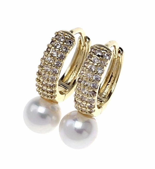 733 Kolczyki złote pozłacane wiszące 14K cyrkonie