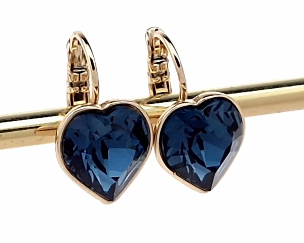 2006 Kolczyki złote Austrian Crystal cyrkonia pozłacane 18k Xuping wiszące serce