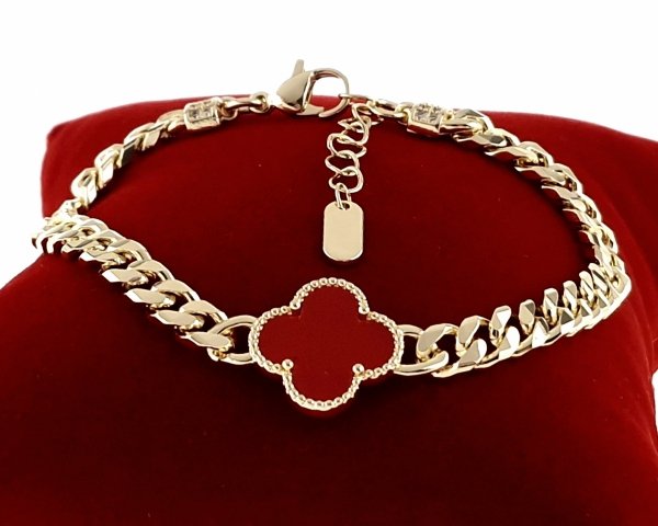 4919 Bransoletka elegancka złota 17+3cm pozłacana 14k koniczyna marokańska