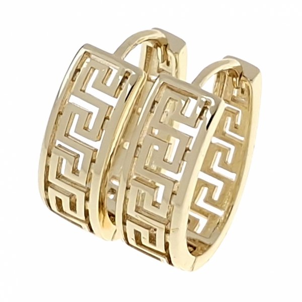 3346a Kolczyki złote pozłacane wiszące 14K  Viki Lady wzór grecki