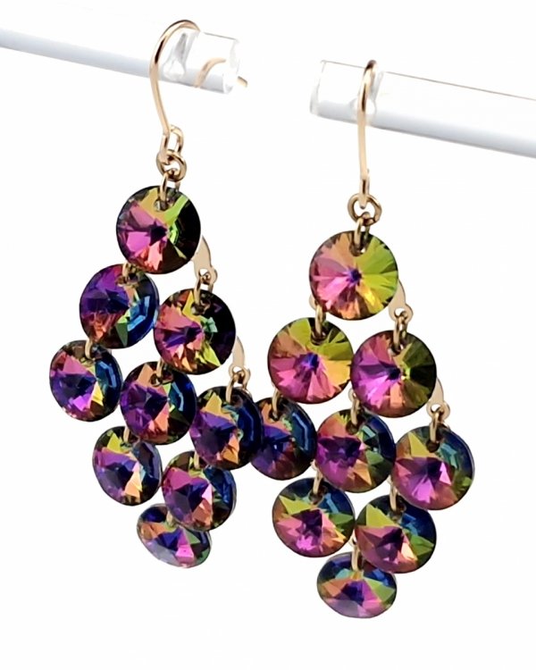 733 Kolczyki złote Austrian Crystal cyrkonia pozłacane 18k Xuping wiszące