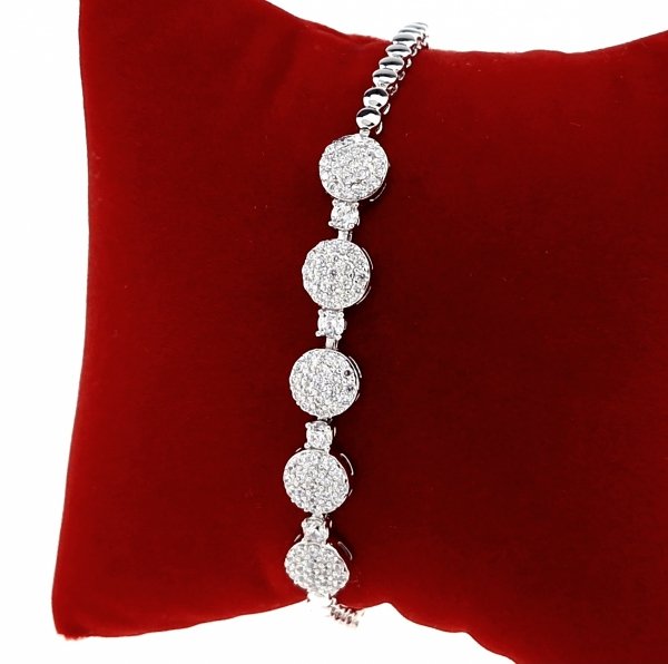 4381 Bransoletka srebrna pozłacana białym złotem 17,5+2cm Xuping 