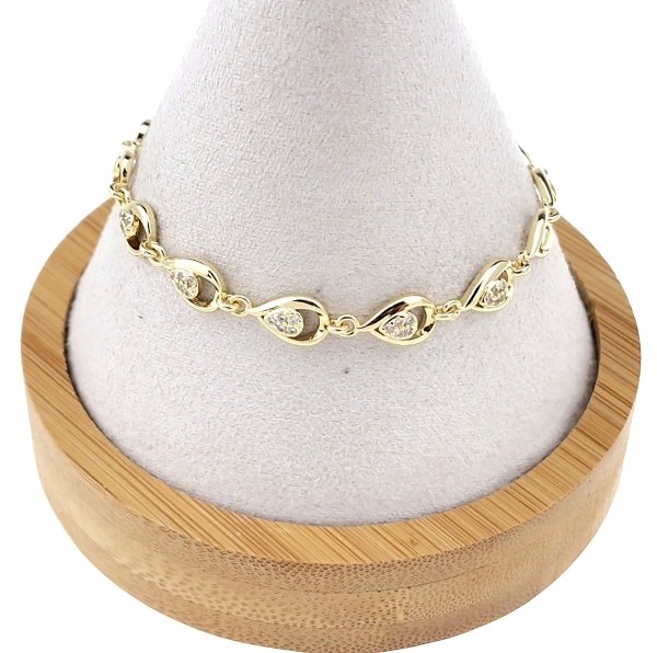 4308 Bransoletka złota elegancka cyrkonie 18,5cm pozłacana 14k Aisadi