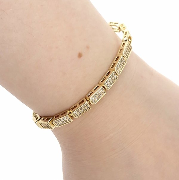 2578 Bransoletka złota elegancka 19cm cyrkonie pozłacana 14k Viki Lady