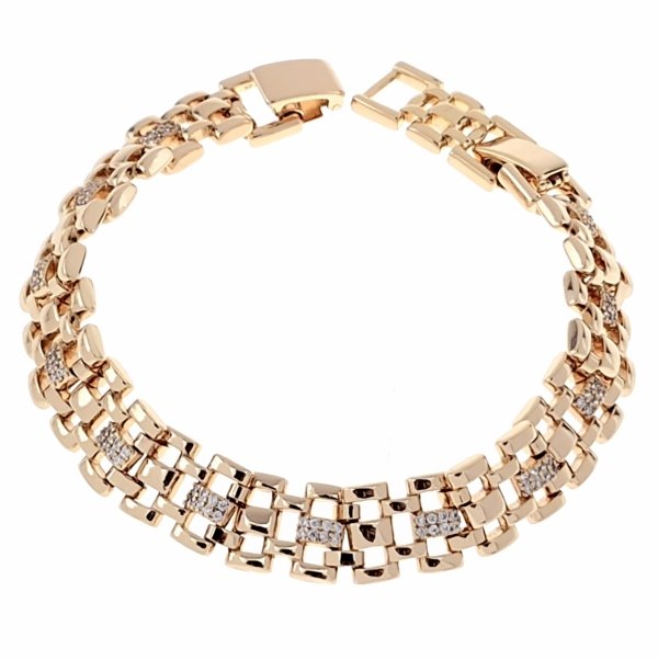 2660 Bransoletka cyrkonie złota 19cm pozłacana 18k Xuping
