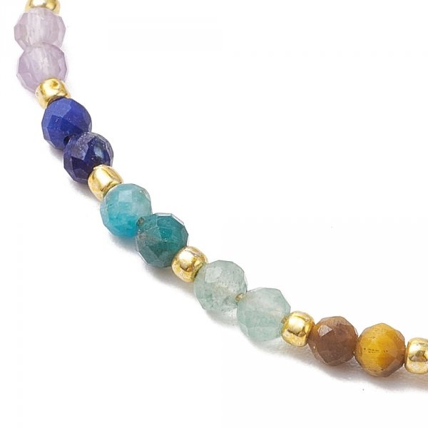 4541 Bransoletka sznurek zaciągana kamienie naturalne 7 czakr