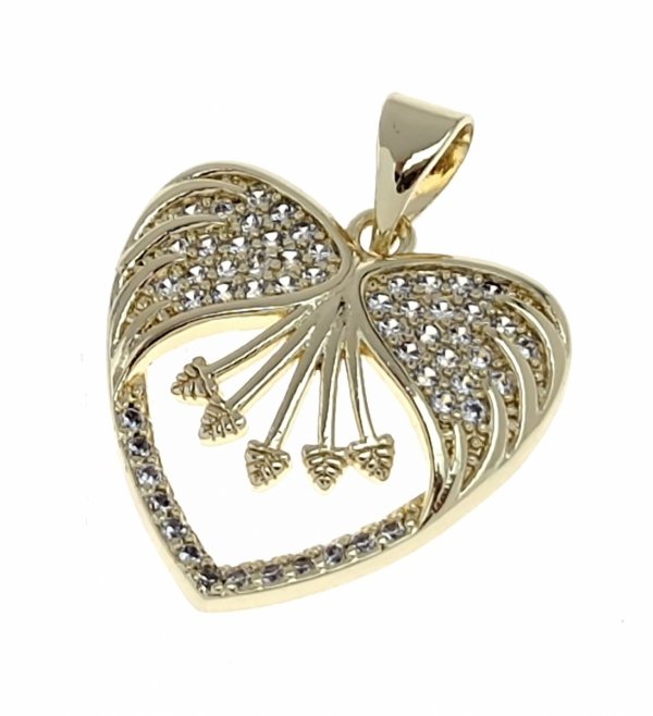 486k Złota zawieszka błyszcząca pozłacana 14k cyrkonie serce