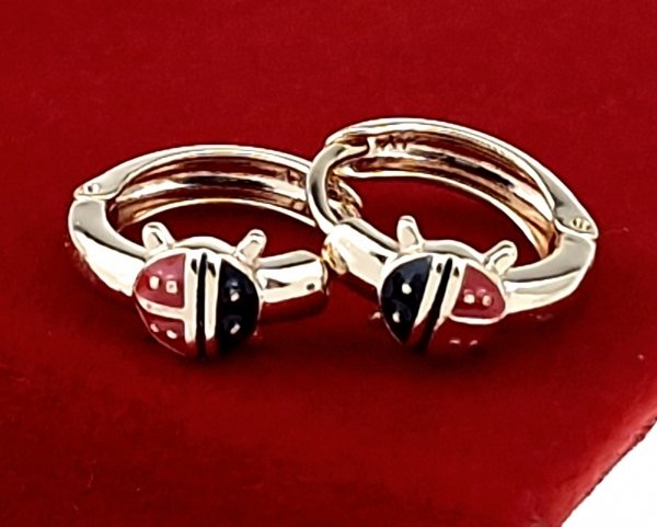 4740 Kolczyki złote dziecięce pozłacane 18k Xuping wiszące biedronki