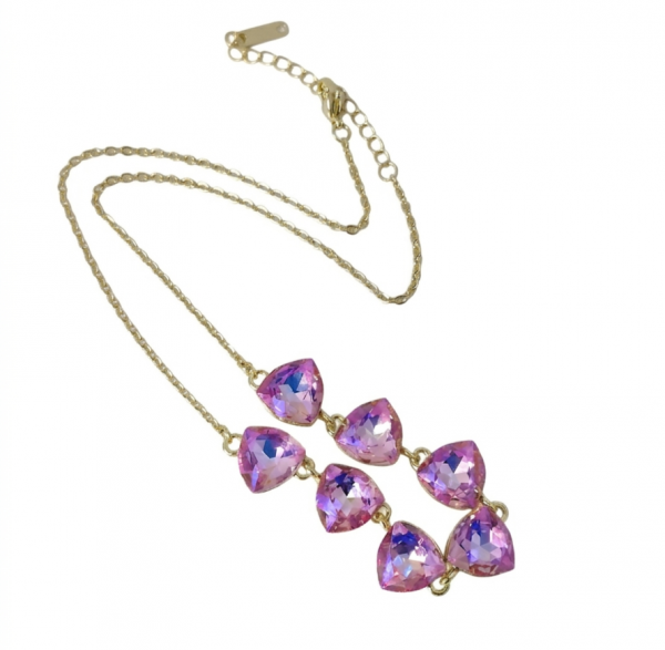 4693 Złoty łańcuszek naszyjnik 40+5cm pozłacany 14k kryształek