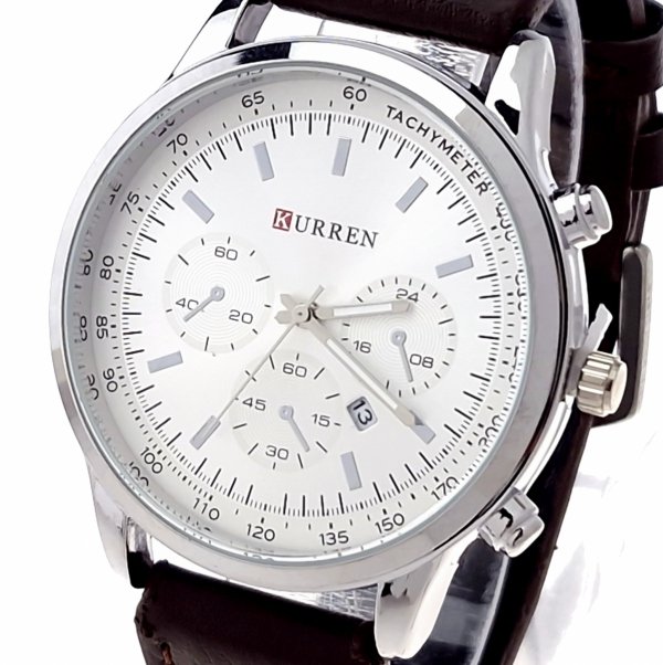 2368a Elegancki zegarek męski skórzany pasek Kurren