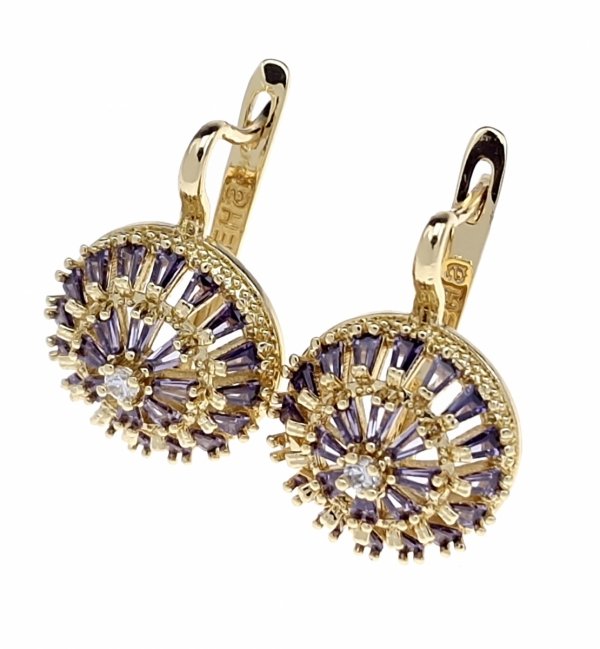 3726g Kolczyki złote pozłacane wiszące 14K cyrkonie