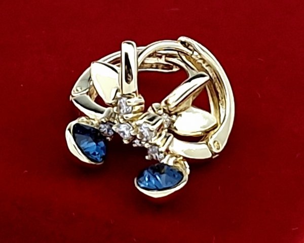 4545 Kolczyki złote pozłacane Austrian Crystal wiszące 14K cyrkonie Xuping 