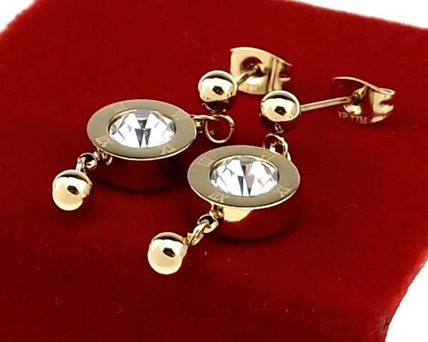 682 Kolczyki złote stal chirurgiczna 316L nierdzewna wiszące celebrytki 