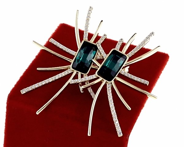 2408 Kolczyki złote pozłacane Austrian Crystal wiszące 14K cyrkonie Xuping 