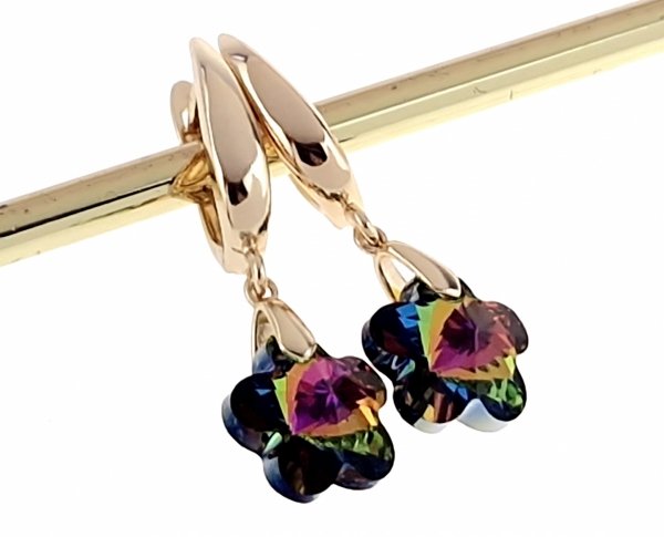 4263 Kolczyki złote Austrian Crystal cyrkonia pozłacane 18k Xuping wiszące