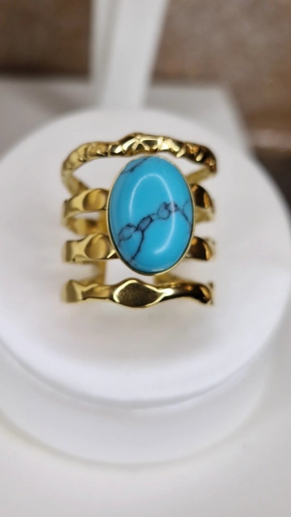 1586d Pierścionek złoty stal chirurgiczna 316L regulowany 