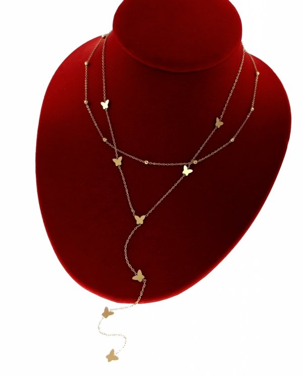 4595 Złoty łańcuszek 40-45+5cm naszyjnik stal chirurgiczna nierdzewna 316L krawatka motyl