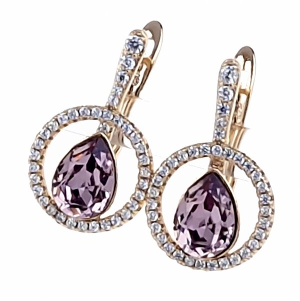4475 Kolczyki złote Austrian Crystal cyrkonia pozłacane 18k Xuping wiszące 