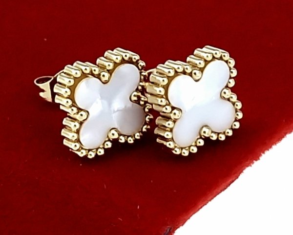 0223 Kolczyki złote stal chirurgiczna 316L celebrytki koniczyna marokańska wtyczki 