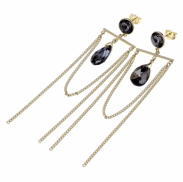 1192 Kolczyki złote pozłacane Austrian Crystal wiszące 14K cyrkonie Xuping 