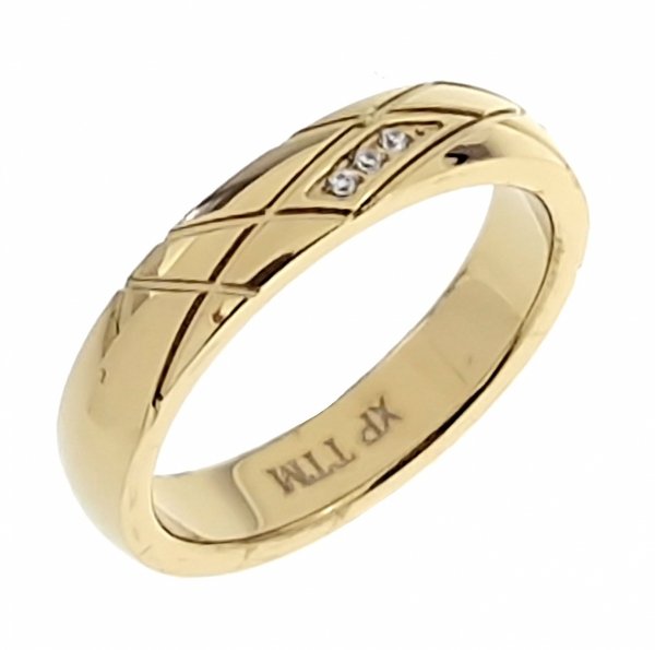 386C Pierścionek złoty stal chirurgiczna nierdzewna 316L cyrkonie