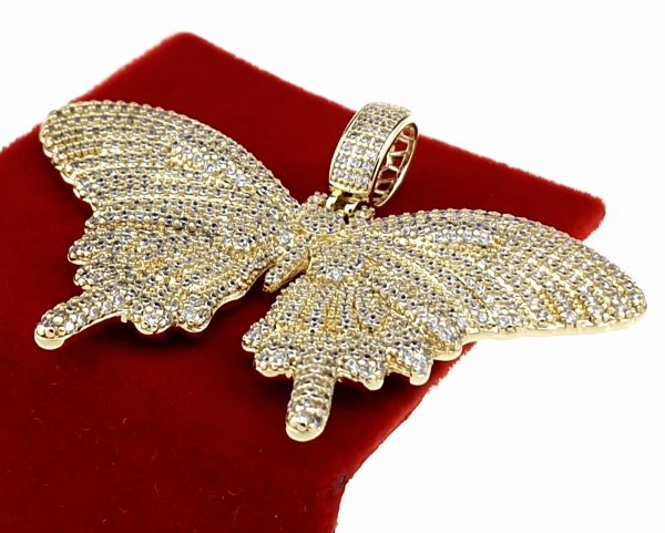 2453a Złota zawieszka cyrkonie błyszcząca pozłacana 14k Xuping motyl