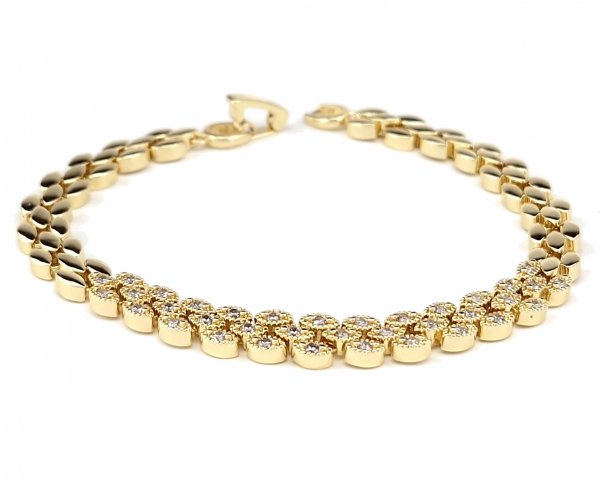 3097 Bransoletka złota elegancka 19cm cyrkonie pozłacana 14k Viki Lady