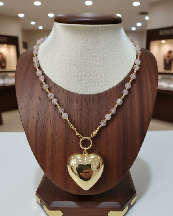 1193 Naszyjnik cytryn kamień naturalny 70cm stal chirurgiczna nierdzewna naszyjnik