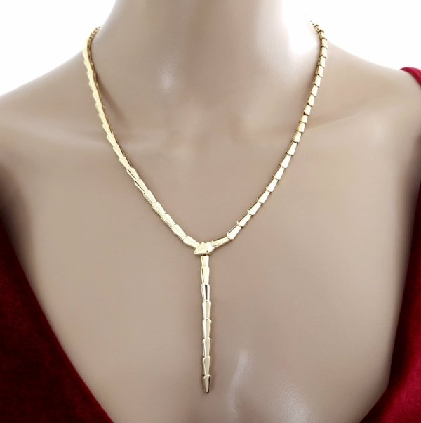 4946 Złoty łańcuszek naszyjnik 50cm pozłacany 14k krawatka