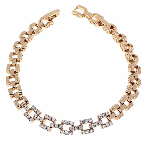 4955 Bransoletka złota cyrkonie 19cm pozłacana 18k Xuping 