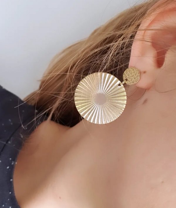 3689 Kolczyki złote stal chirurgiczna celebrytki wiszące 