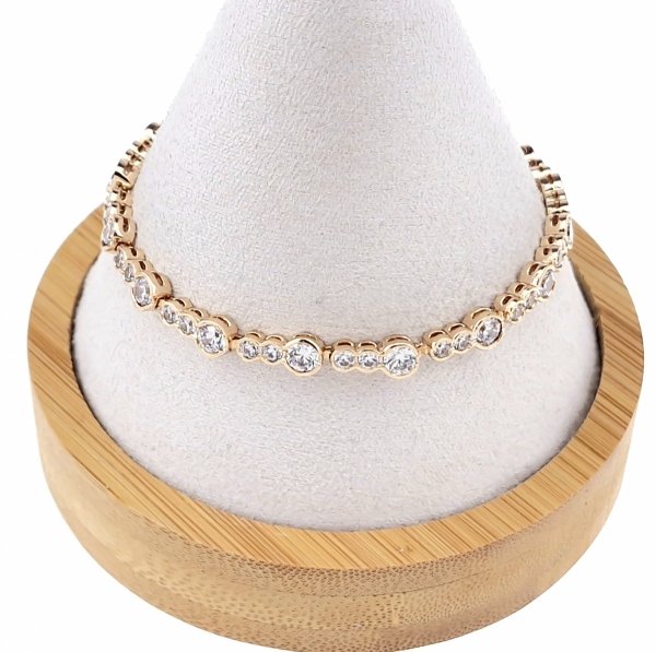 0265 Bransoletka cyrkonie złota 19,5cm pozłacana 18k Xuping