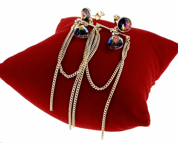 2792 Kolczyki złote pozłacane Austrian Crystal wiszące 14K cyrkonie Xuping 