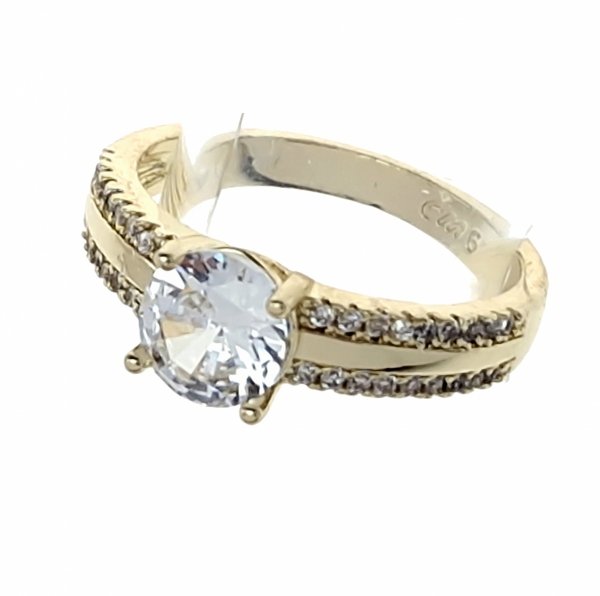 621 Pierścionek złoty pozłacany 14k cyrkonie