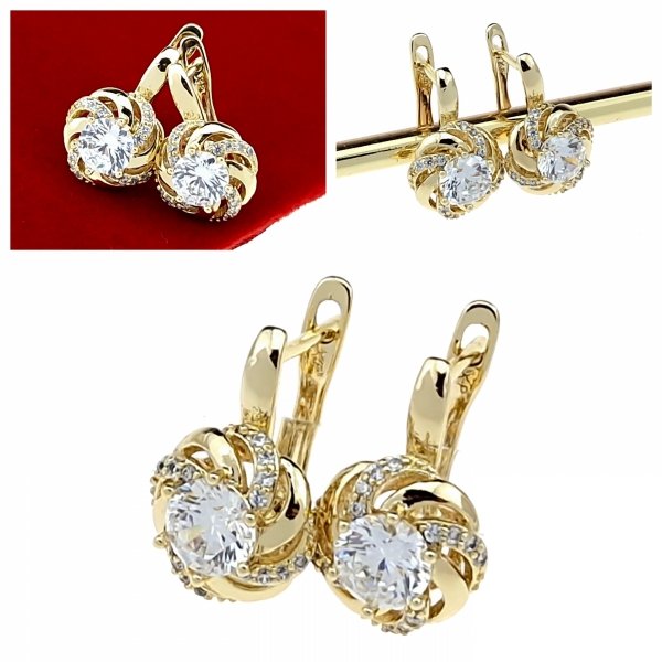 4494 Kolczyki złote pozłacane wiszące 14K Xuping cyrkonie