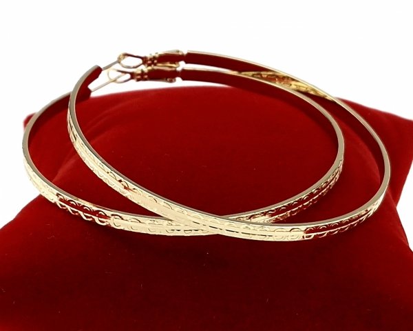 2236 Kolczyki złote pozłacane wiszące 14K Xuping koła 4,5cm