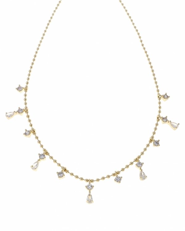 3274 Złoty łańcuszek naszyjnik 40+5cm pozłacany 14k cyrkonie