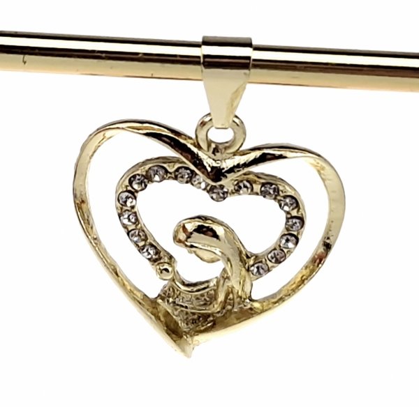 2121 Złota zawieszka cyrkonie błyszcząca pozłacana 14k medalik