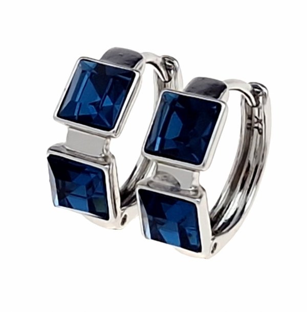 157a Kolczyki srebrne pozłacane białym złotem wiszące  Austrian Crystal