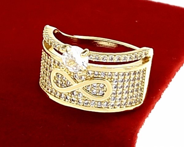 2326cPierścionek złoty zaręczynowy pozłacany 14k Viki Lady 