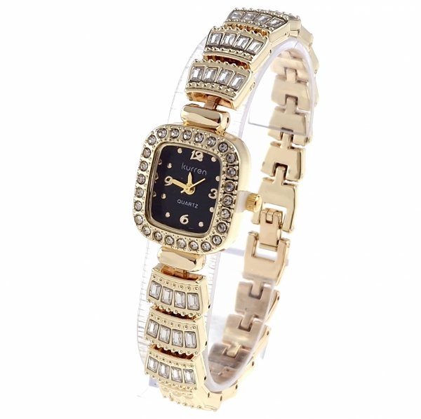 2415 Ekskluzywny damski złoty zegarek Kurren klasyk cyrkonie