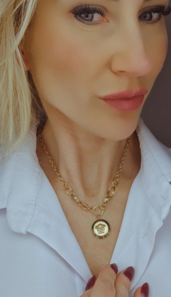 @793 Złoty łańcuszek naszyjnik 42+5 stal chirurgiczna 316L celebrytka Viki lady