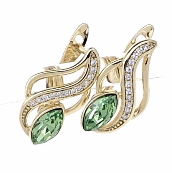 2405a Kolczyki złote pozłacane Austrian Crystal wiszące 14K cyrkonie Xuping 