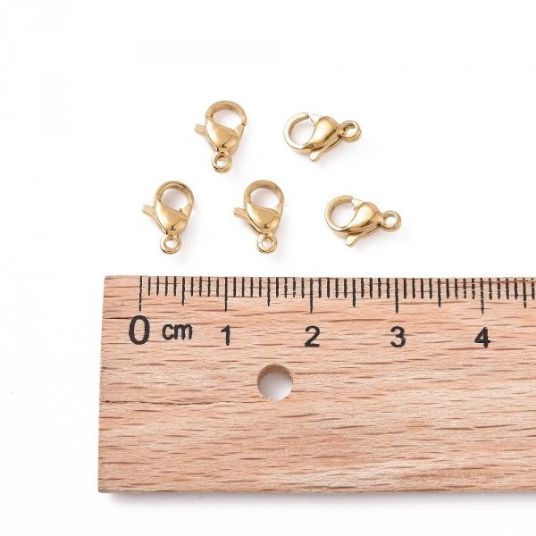 3238 Karabińczyk 20x złoty stal chirurgiczna 11x7x3mm do łańcuszka lub bransoletki 