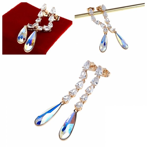4420 Kolczyki złote Austrian Crystal cyrkonia pozłacane 18k Xuping wiszące 