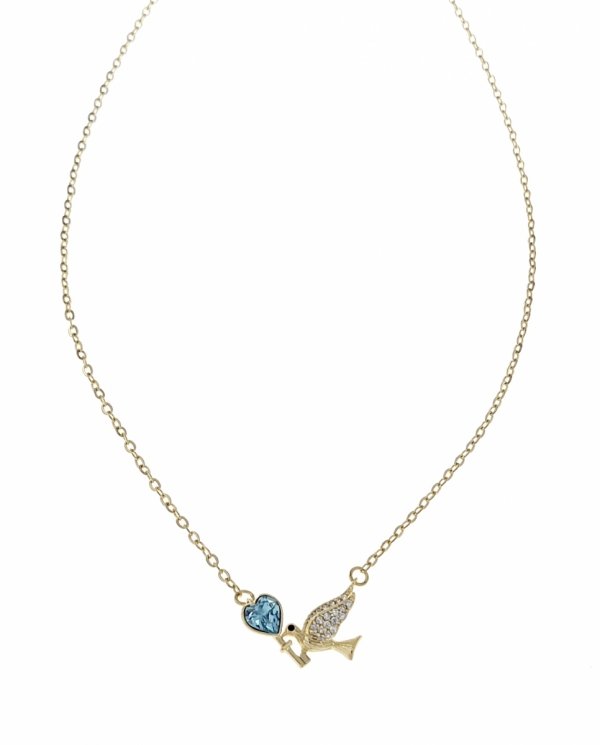 2592 Złoty łańcuszek Austrian Crystal 40+5 naszyjnik pozłacany 14K Xuping serce